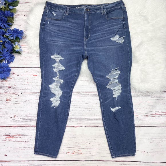 👖|•AMERICAN EAGLE•| Super Hi-RIse Jegging Skinny Jeans Plus Size 22 Regular👖 - Picture 1 of 5